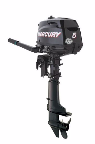 Mercury 1FX5201EK 5 HP FourStroke portable, tiller handle, manual start outboard. Short (15”/381 mm) driveshaft housing for sale