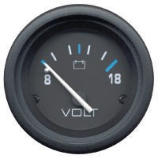 Picture of Mercury-Mercruiser 79-895286A01 VOLTAGE GAUGE, Black Face, White/Blue Graduations,
