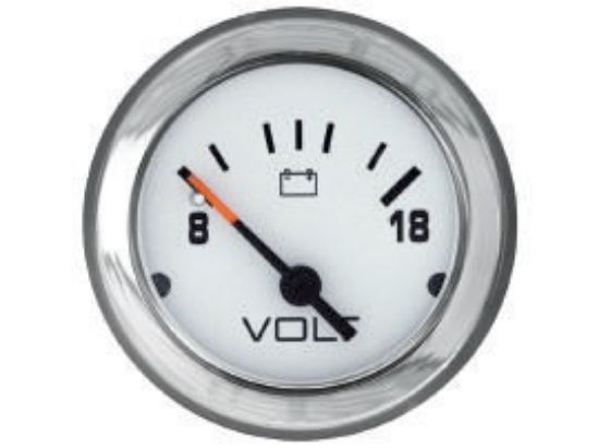 Picture of Mercury-Mercruiser 79-895286A41 VOLTAGE GAUGE, White Face, Black Graduations, Chro