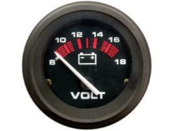 Show details for Mercury-Mercruiser 79-895286Q01 VOLTAGE GAUGE, Black Face, Red/White Graduations,  Picture of Mercury-Mercruiser 79-895286Q01 VOLTAGE GAUGE, Black Face, Red/White Graduations,