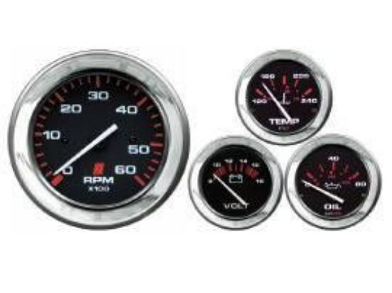 Picture of Mercury-Mercruiser 79-895283Q61  Analog  Instrument Set Black Face Gauge w Chrome Bezel