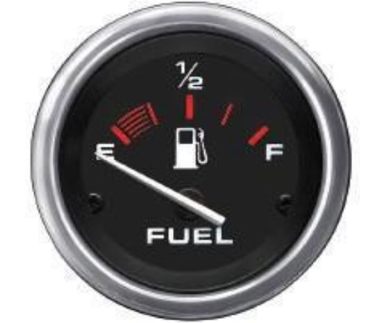 Picture of Mercury-Mercruiser 79-895291Q61 FUEL LEVEL GAUGE, Black Face, Red Graduations, Chr