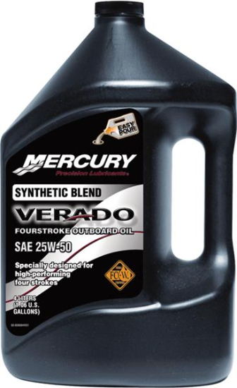 Mercury synthetic blend Verado fourstroke outboard oil SAE 25W-50