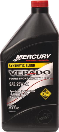 Mercury synthetic blend Verado fourstroke outboard oil SAE 25W-50