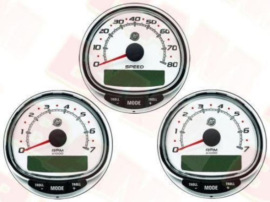 Mercury Smartcraft 85 mm 79-8M0101089 SC1000 Dual Engine White Tach & Speedometer Kit