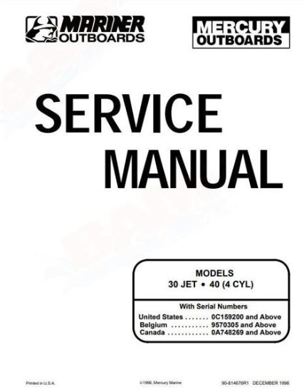 Picture of Mercury-Mercruiser 90-814676R1 Service Manual Outboard 30/40 4 CYL