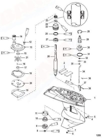 Picture of Mercury Outboard 1682-821306T17 Gear Housing Assembly Complete 20" 30/40 HP