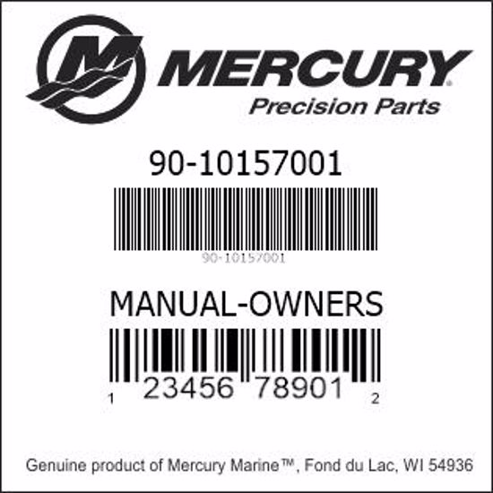 Bar codes for Mercury Marine part number 90-10157001