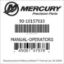 Mercury Marine part number 90-10157010 MANUAL-OPERATORS Bar codes for Mercury Marine part number 90-10157010