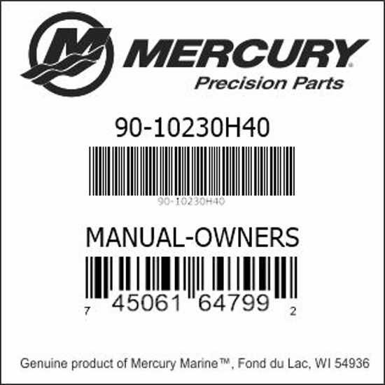 Bar codes for Mercury Marine part number 90-10230H40