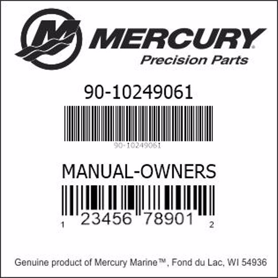Bar codes for Mercury Marine part number 90-10249061