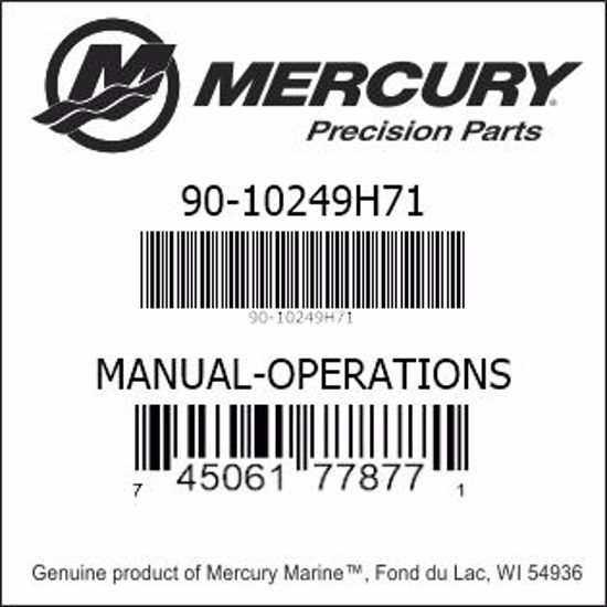 Bar codes for Mercury Marine part number 90-10249H71