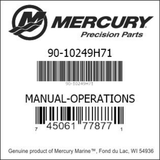 Bar codes for Mercury Marine part number 90-10249H71