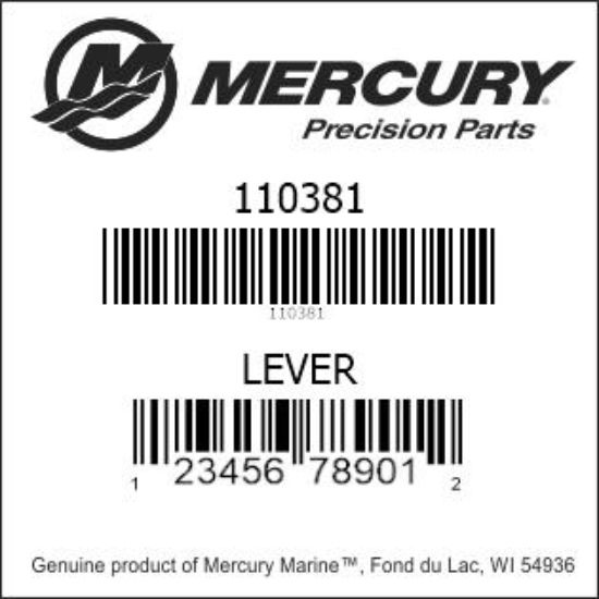 Bar codes for Mercury Marine part number 110381