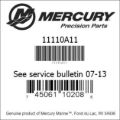 Bar codes for Mercury Marine part number 11110A11