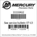 Bar codes for Mercury Marine part number 11110A12