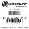 Bar codes for Mercury Marine part number 11110A18