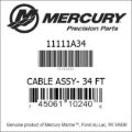 Bar codes for Mercury Marine part number 11111A34