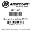 Bar codes for Mercury Marine part number 11111A48