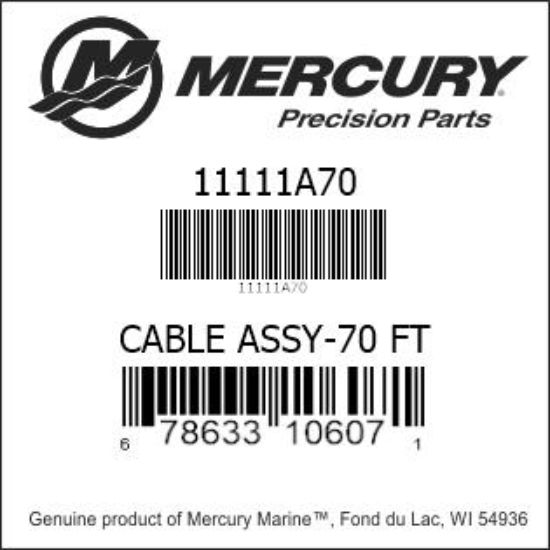 Bar codes for Mercury Marine part number 11111A70