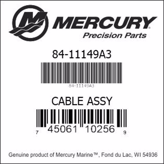Bar codes for Mercury Marine part number 84-11149A3