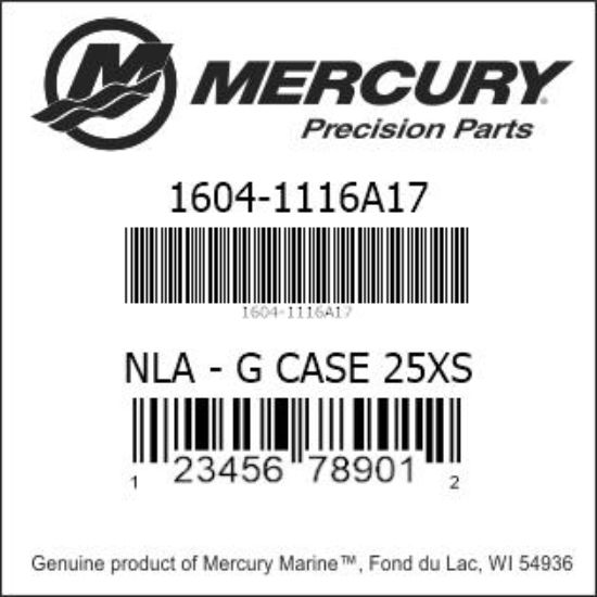 Bar codes for Mercury Marine part number 1604-1116A17