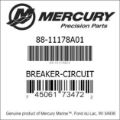 Bar codes for Mercury Marine part number 88-11178A01