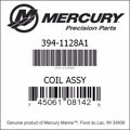 Bar codes for Mercury Marine part number 394-1128A1