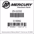 Bar codes for Mercury Marine part number 25-11332