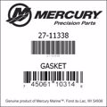 Bar codes for Mercury Marine part number 27-11338