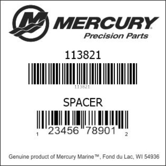 Bar codes for Mercury Marine part number 113821