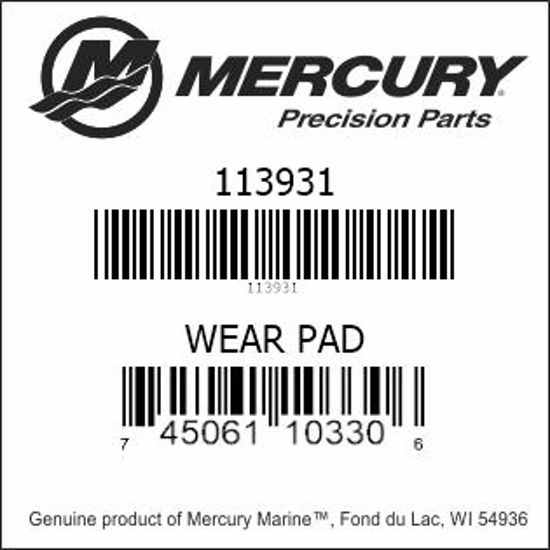 Bar codes for Mercury Marine part number 113931
