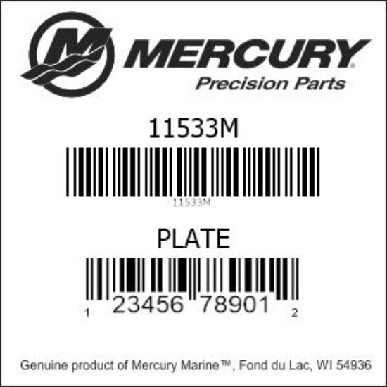 Bar codes for Mercury Marine part number 11533M