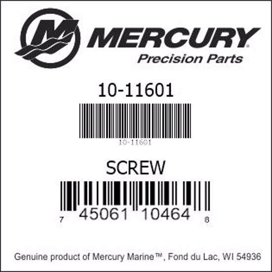 Bar codes for Mercury Marine part number 10-11601