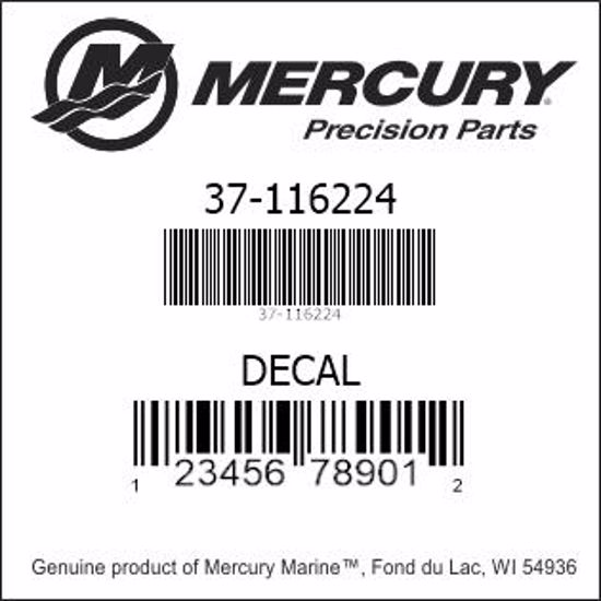 Bar codes for Mercury Marine part number 37-116224