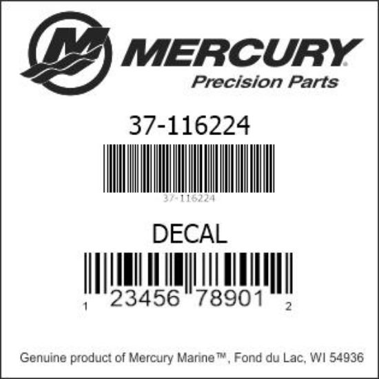 Bar codes for Mercury Marine part number 37-116224