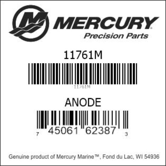 Bar codes for Mercury Marine part number 11761M