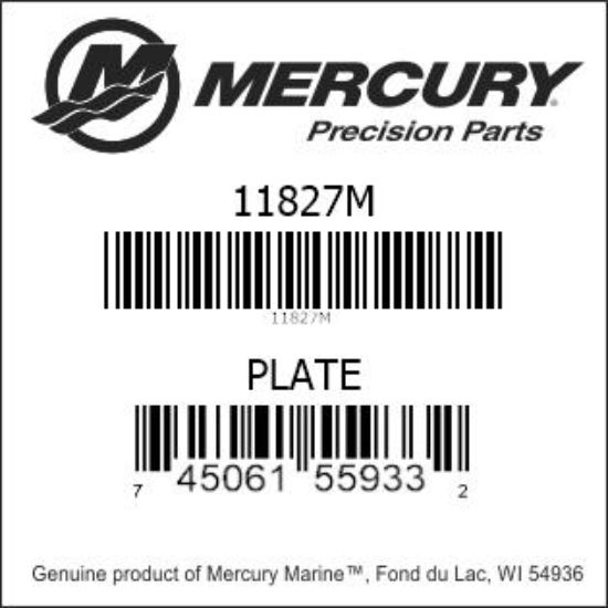 Bar codes for Mercury Marine part number 11827M