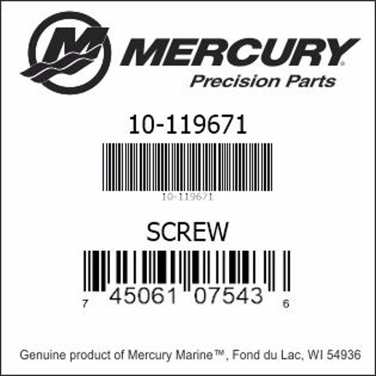Bar codes for Mercury Marine part number 10-119671