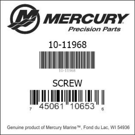 Bar codes for Mercury Marine part number 10-11968