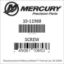 Mercury Marine part number 10-11968 SCREW Bar codes for Mercury Marine part number 10-11968