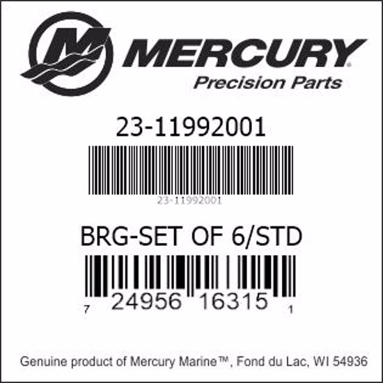 Bar codes for Mercury Marine part number 23-11992001