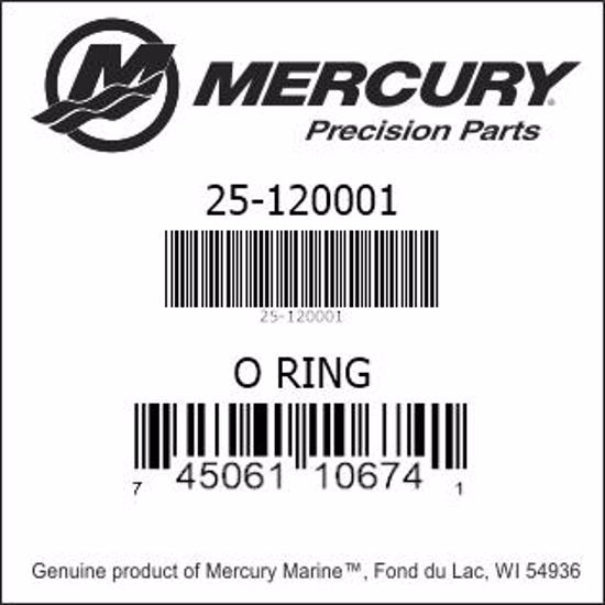 Bar codes for Mercury Marine part number 25-120001