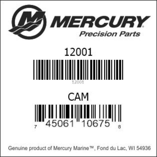 Bar codes for Mercury Marine part number 12001