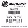 Bar codes for Mercury Marine part number 91-12037
