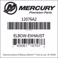 Bar codes for Mercury Marine part number 12076A2