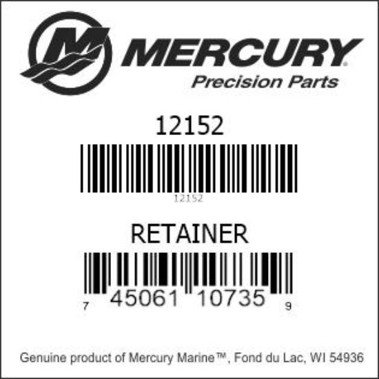 Bar codes for Mercury Marine part number 12152