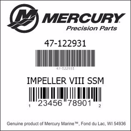 Bar codes for Mercury Marine part number 47-122931