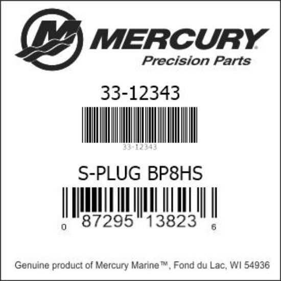 Bar codes for Mercury Marine part number 33-12343