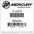 Bar codes for Mercury Marine part number 31-12576
